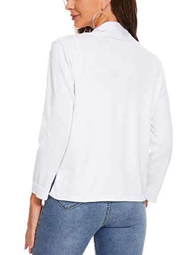 Spicy Sandia Women's Cropped Cardigan Sweater Knitted Elegant Shrugs For Women 3/4 Sleeve White #TOP1
