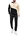 LecGee Men's Long Sleeve Tracksuit Hoodie High Waist Sweatpants Contrast Color Fall Set Fashion Outfit Tracksuit(BE,S)