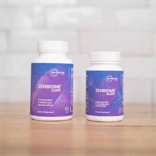 Microbiome Labs Stress Management Bundle - Zenbiome Cope (60 Capsules) Zenbiome Sleep (30 Capsules) - Two 'Psychobiotic' Probiotic Supplements #TOP3