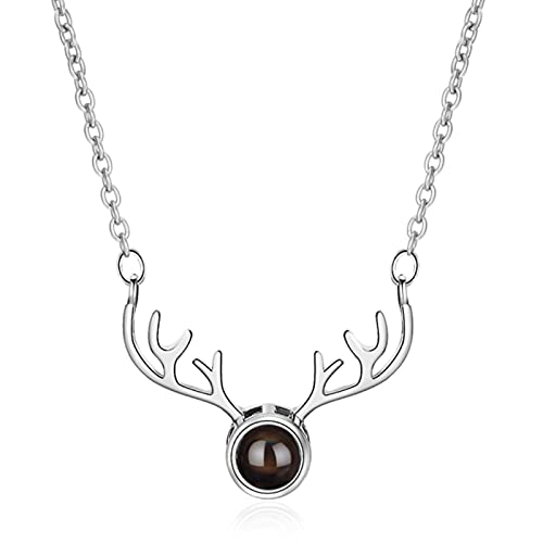 Collier argent Sterling 925 femme motif bois de noël avec projection je t aime