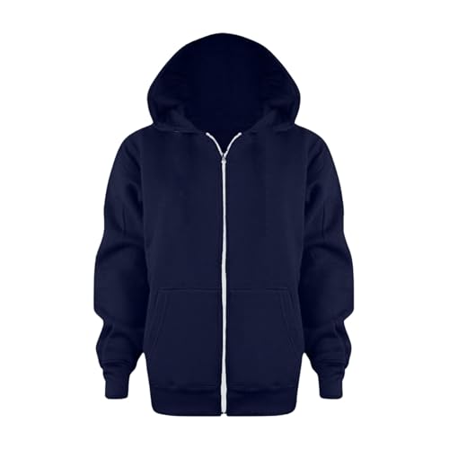 Boys' Full Zip Hoodie Hooded Sweatshirt Loose Casual Solid Comfy Long Sleeve Jacket with Pockets for Boys and Girls