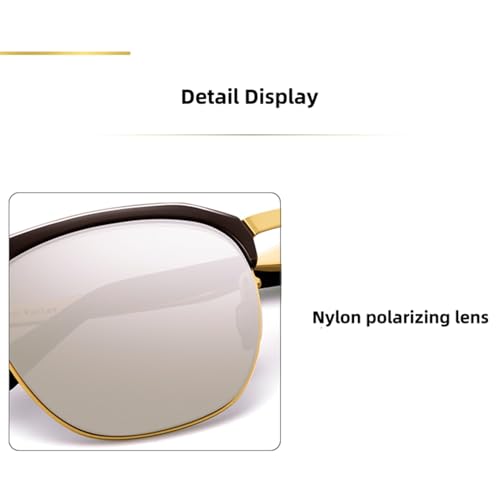 Metal Polarized Sunglasses Men Semi Rimless Frame Wayfarer Sun Glasses Horn Rimmed Shades Driving UV Blocking4