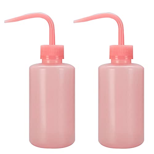 MEISH 2 botellas de lavado de laboratorio de 150 ml, botellas de plástico para apretar, botellas de lavado de boca estrecha, botella de seguridad para tatuajes de laboratorio, lavado de jardín (rosa)