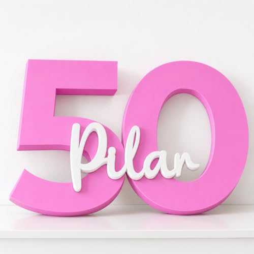 Número Decorativo Personalizado para Cumpleaños y Aniversario, Diseño con Nombre, Múltiples Colores y Tamaños