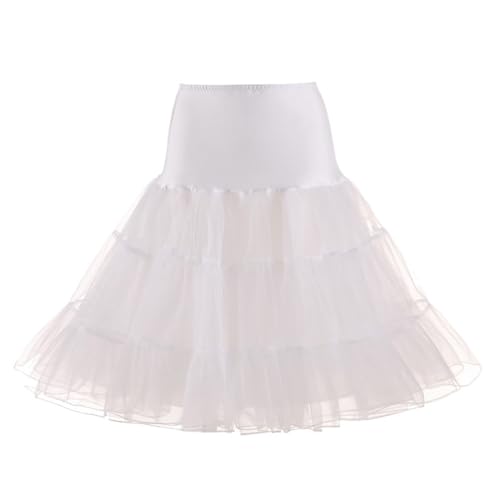 Tutu Mini Skirt for Women - Pink Prom Dress, Mardi Gras Puffy Skirt, Wedding Guest Cocktail Dress (1-White, Small)