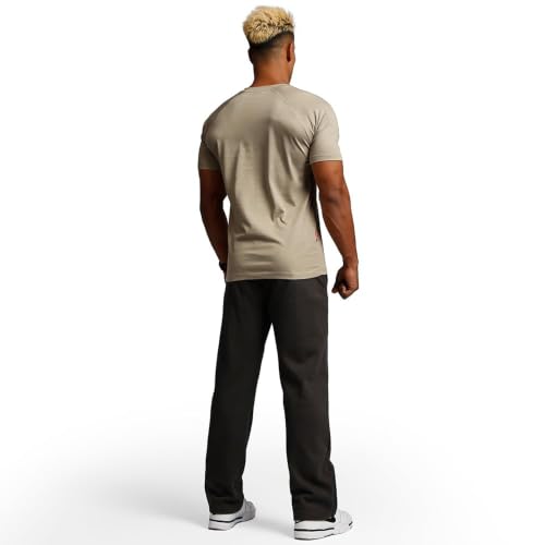 Image of Men's Cotton Short Sleeve Raglan Crew Neck Gym Workout Athletic Tee | Breathable raglan crew neck tee with mild elasticity, suitable for workout, fitness exercise and daily casual wearing
