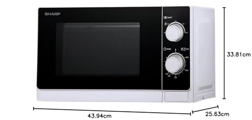 Sharp R200WW Solo-Mikrowelle / 20 L / 800 W / 5 Leistungsstufen / Timer von 35 Minuten bis 00 Sekunden / gewichtgesteuertes Auftauen / Energiesparmodus / Glasdrehteller (25,5 cm) / weiß – Bild 6