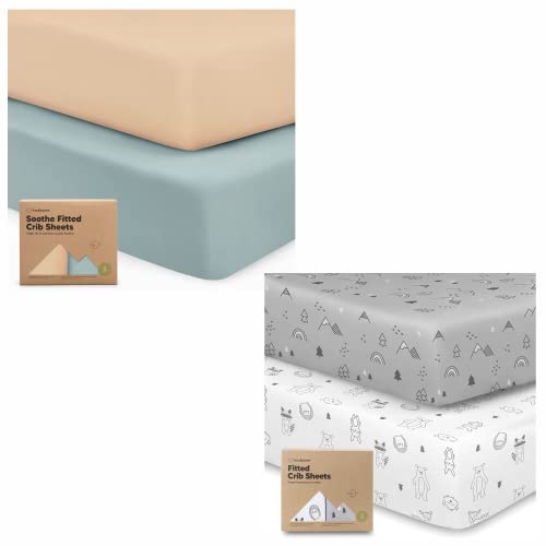 Image of KeaBabies 2-Pack Organic Crib Sheets for Boys, Girls - Jersey Fitted Crib Sheet, Baby Crib Sheets Neutral, Crib Mattress Sheet, Cotton Crib Sheets, Soft Baby Sheets for Crib, Unisex Crib Fitted Sheet