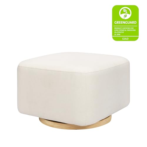 Babyletto Kiwi Gliding Ottoman in Performance Cream Eco-Weave with Light Wood Base, Water Repellent & Stain Resistant, Greenguard Gold and CertiPUR-US Certified by babyletto - Image 3