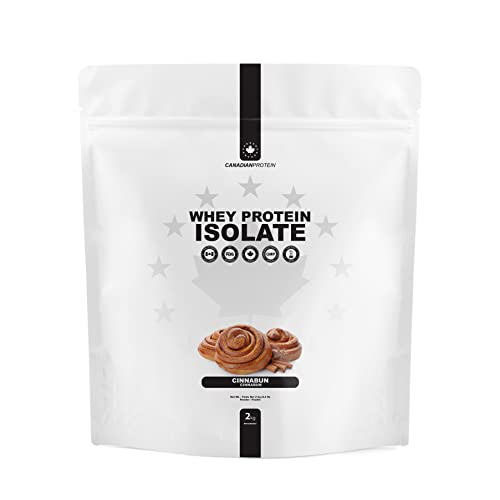 Canadian Protein 100% Whey Isolate 27g of Protein | 2 kg of Cinnabun Flavoured Low Carb Keto Friendly Workout Recovery Drink | Protein Powder Rich in BCAA Amino Acids