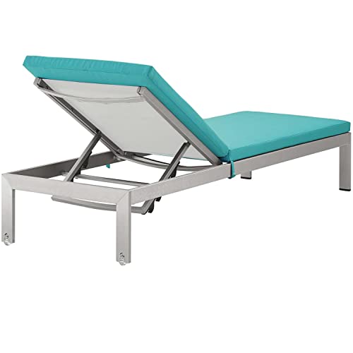 Modway Shore Aluminum Outdoor Patio Chaise Poolside Lounge Chair With Cushion, Turquoise #TOP4