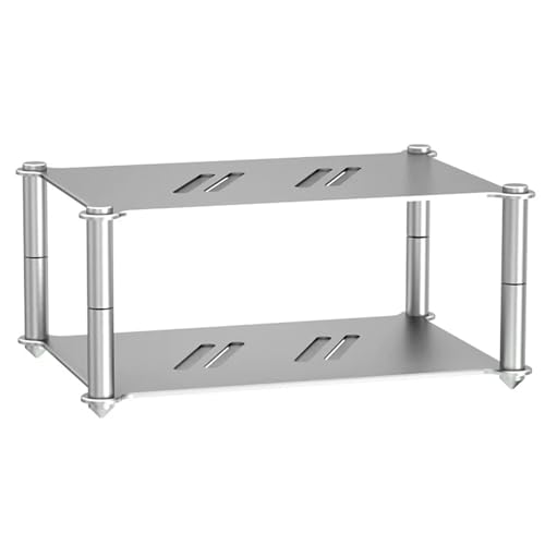 Estante de componentes de audio ventilado en aluminio con dos niveles apilables 2