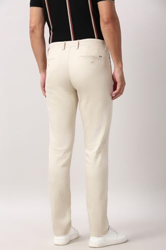 Image of Peter England Men's Slim Fit Stretchable Casual Trousers | Office & Everyday Wear | Comfortable & Smart Look