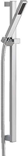 Delta Faucet Vero Single-Spray Slide Bar Hand Held Shower with Hose, Chrome Handheld Shower Head, Slide Bar Hand Shower, Handheld Shower, Detachable Shower Head, Chrome 57530