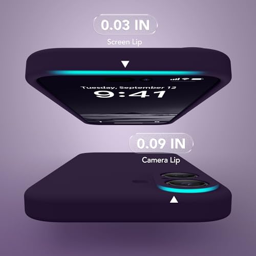 Image of Magnetic for iPhone 16 Case, Compatible with MagSafe, [Screen Protector + Full Camera Protection], Silicone Shockproof Anti-Scratch Protective Phone Case for iPhone 16 6.1 inch, Deep Purple