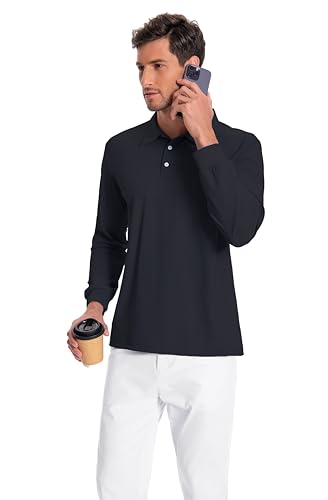 Men’s Polo Shirt Long Sleeve Golf Collared Shirts Quicky Dry Moisture Wicking Performance Lightweight Soft Polo2