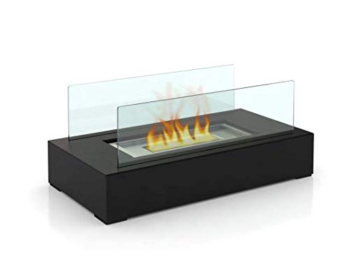 Fire Desire's Cubic bio Ethanol Fireplace, Table Top, Tempered Glass, Indoor Outdoor, Indoor/Outdoor Portable Smokeless Firepit, Black