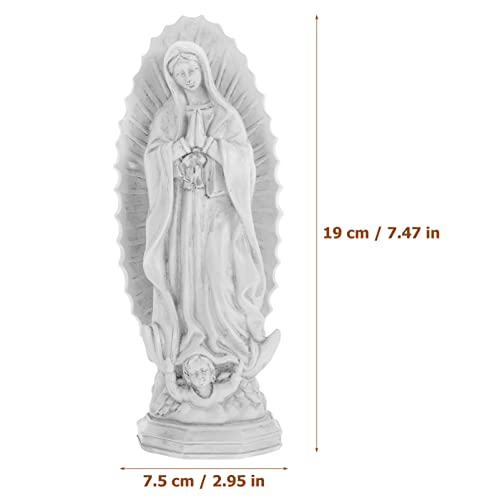 Yardwe Virgin Mary Statue 7.48 Inch Catholic Mary Figurine Resin Religious Sculpture Home Spiritual Decor for Bookshelf Mantel Indoor Outdoor - Image 3