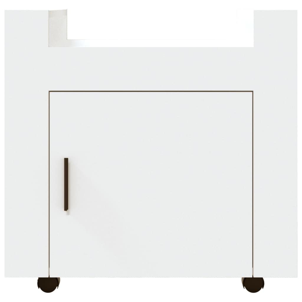 INLIFE Carro de oficina blanco, 60 x 45 x 60 cm, material de madera, blanco, 19,4 kg