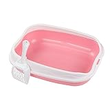 Leefasy Cat Open Top Pet Litter Tray Easy to Install Cat Litter Basin for All Kinds of Cat Litter Kitten Toilet Open Kitty Litter Pan, Pink