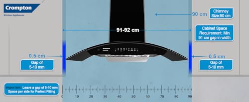 Image of Crompton Intelli Sense 90cm 1439m3 /hr Curved Chimney| Baffle Filter Intelligent Autoclean for kitchen| Smart On| Built In Oil Collector| Touch+ Motion Sensor Control| 5 Yrs Motor &1Yr Overall Warranty