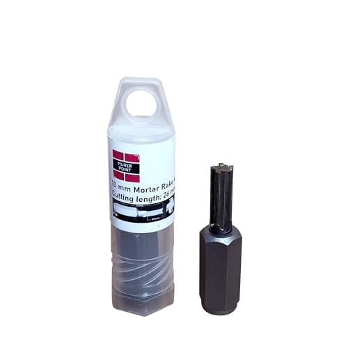 MurerPoint 4 Cutter Masonry Chisel Mortar Rake - 10mm | TCT Chisel Mortar Masonry Joint Raking Router with 26mm Cutting Depth | Repointing Raker Tool, Fast Removal of Old Mortar & Brickwork Pointing