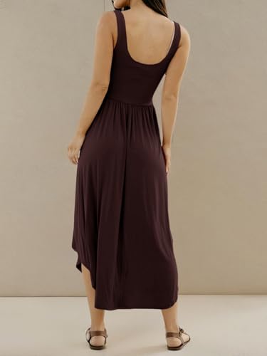 Image of Langwyqu Womens 2026 Summer Sleeveless Tank Dress Empire Waist Asymmetrical Flowy Casual Maxi Dresses