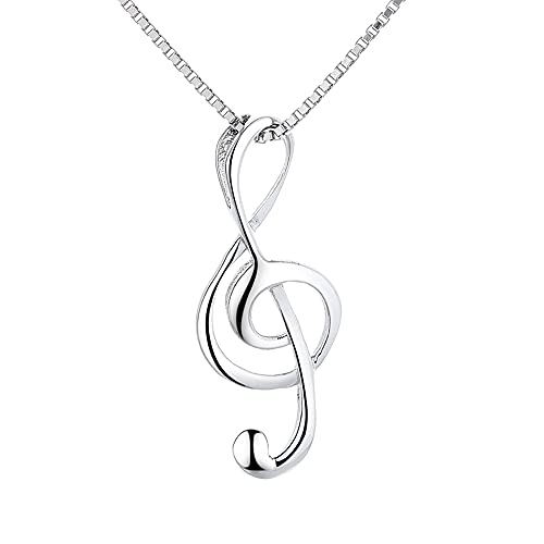 Belons Collar para mujer, plata de ley 925 con colgante musical Noto de clave aguda, regalo para niñas y mujeres
