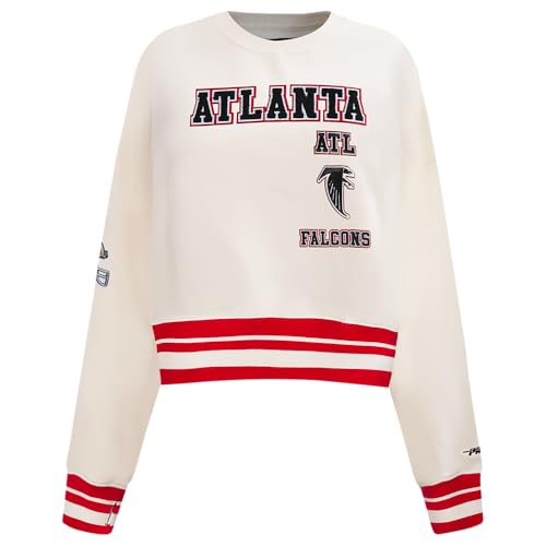 Pro Standard Womens NFL Atlanta Falcons Retro Classics Crewneck Sweatshirt Eggshell/Red L