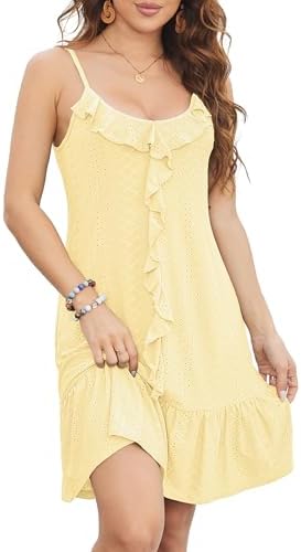 Swimsuit Coverup for Women Summer Dress Spaghetti Strap Dresses Eyelet Sundresses Causal Beach Vacation Clothes