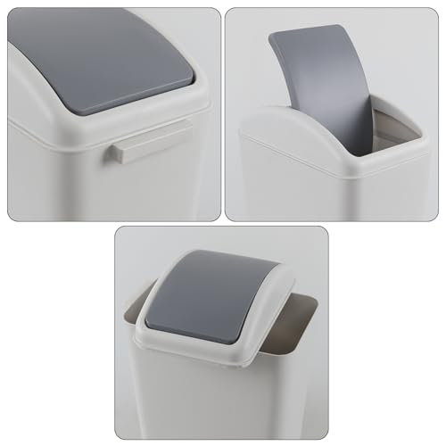 Image of 4.5 Gallon Plastic Swing Lid Trash Can, Gray Slim Waste Bin for Bathroom, Office, Kitchen