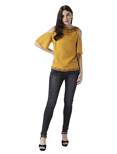 Image of MsFQ Women's Plain Regular fit Top (FTSF401795-Yellow-S Yellow S)