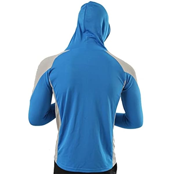 Pullover Viskleding Ademende Zonnebrandcrème Heren Sneldrogende Zonnebrandkleding met Lange Mouwen en Capuchon (Kleur: Blauw, Maat: XX-Large)