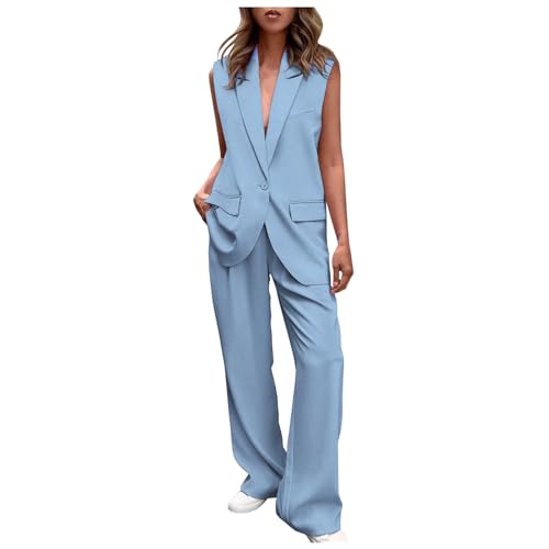 Aniywn Business Casual Outfits for Women 2025 Blazer Set Women Loose Long Blazer Jackets Dressy Wide Leg Pant Suits 2 Piece