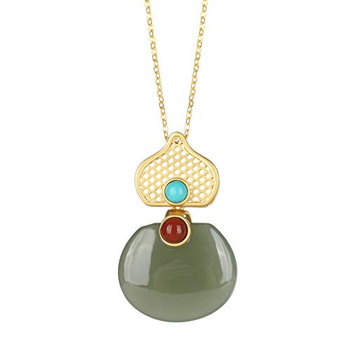 Collier jade cyan en argent 925 le cadeau rétro idéal pour elle