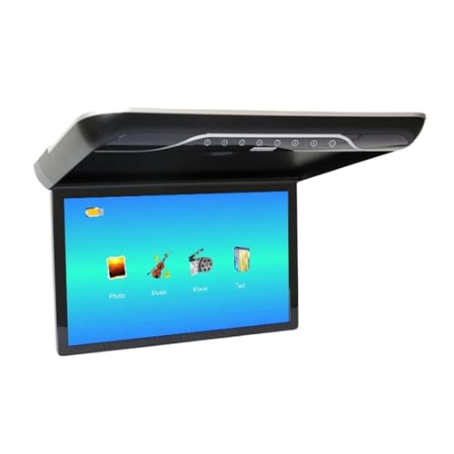 Monitor de techo for automóvil 19 pulgadas, pantalla LCD abatible, video multimedia superior, montaje en, transmisor incorporado(Black)
