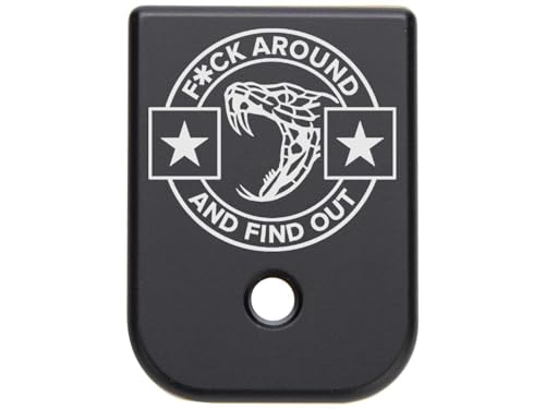 NDZ Performance Extra Thick Aluminum Magazine Base Plate for Glock 17 19 22 23 27 34 45 Gen 1-5 | 9mm & .40 Cal | Laser Engraved, Anodized [Black] | Made in USA - FAFO Snake Head