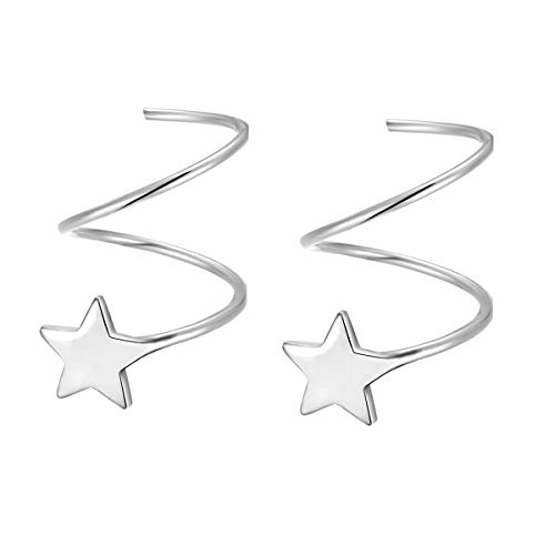Pendientes de estrella de plata de ley 925 de moda para mujer y joven joyería fina