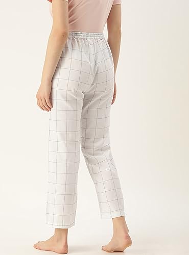 Image of KRYPTIC Women's 100% Pure Cotton Woven Pyjama | Mid Rise Relaxed Fit Full Length Nightwear Pant with Elasticated Drawstring Waistband & Side Pocket | Comfortable Lounge, Sleepwear & Casual Bottom Wear