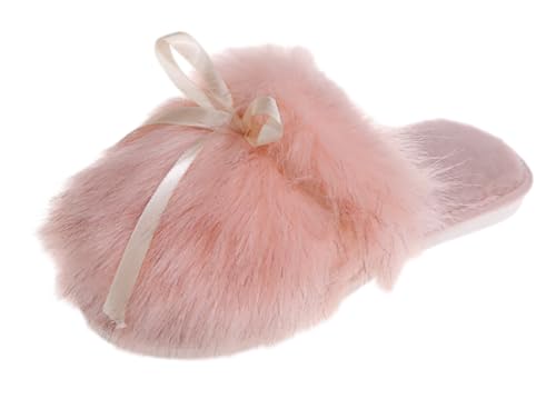 Slippers for Women Fuzzy Bow Slipper Cute Fluffy Cozy House Shoes with TPR Sole Indoor and Outdoor