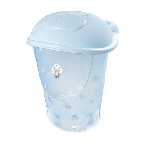 Cesto Bebê Com Tampa Infantil Organizador Roupas 41 Litros Adoleta (AZUL TRANSLUCIDO)