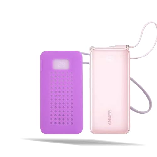 For Anker Power Bank A1637 ケース カバー【HXINGNAN】 シリコン ケース 薄型 滑り止め 耐衝撃 防水 防塵 收納 全面保護 充電便利 Anker Power Bank A1637 保護ケース (パープル)