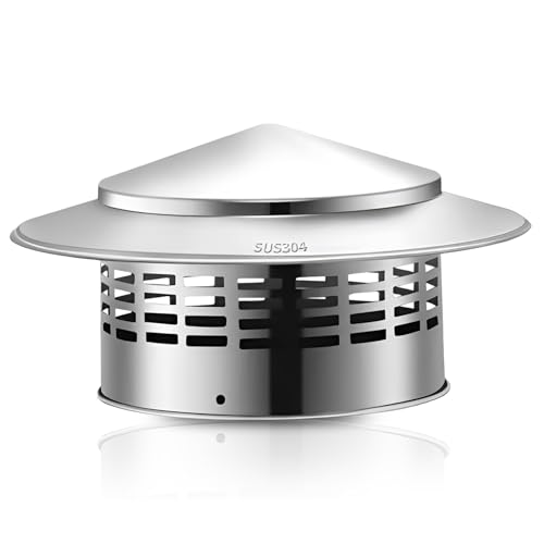 160 MM Schornsteinabdeckung Edelstahl 304 Kaminhaube Runder Haltbar Regenhaube Schornstein Vogelkäfig Form Schornsteinhaube Abluftrohr Dachhaube für Kamin und Ofenleitungen