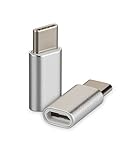 yayago USB 3.1 Typ-C auf Micro USB Adapter für Acer Liquid Jade Primo/Asus Zenfone 3 Zoom/Asus Zenfone AR/Chuwi Hi 10 Pro/Medion Akoya P3401T Typ C Kabel Stecker Silber