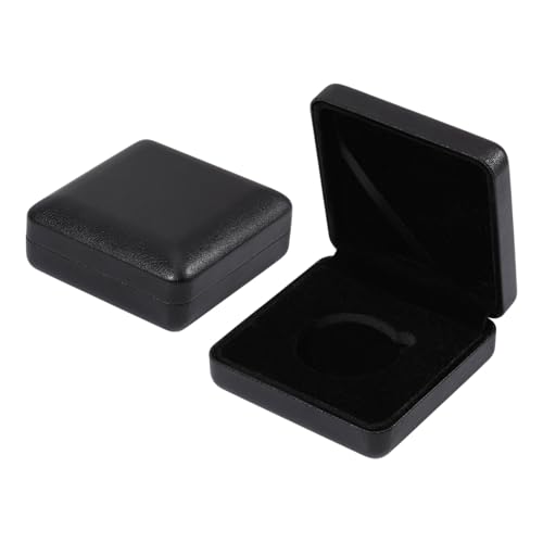 2 piezas caja exhibidora para monedas de 45 mm con forro de terciopelo miniatura 1