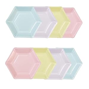 Talking Tables Paquete de 8 (26 cm) Platos de papel pastel grandes hexagonales | Vajilla desechable para cumpleaños, día de San Valentín, fiesta de pijamas para niñas, color HEX-L