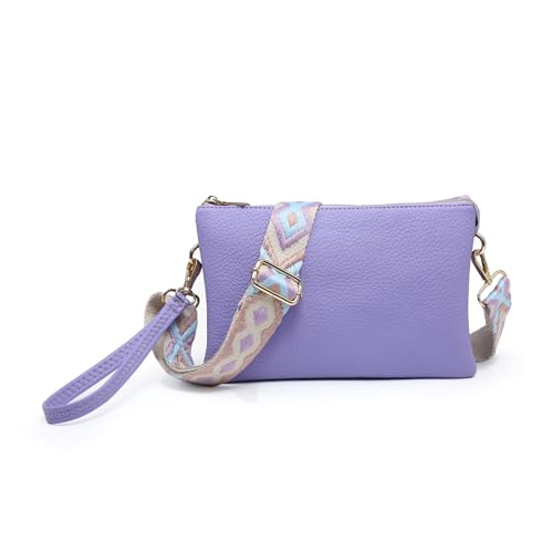 Image of JEN & CO. Izzy Vegan Leather Crossbody Bags Clutch Purses Wristlet Wallet Shoulder Handbag with Guitar Strap for Women