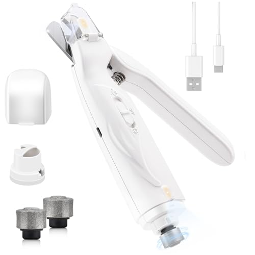 Texsens-2-in-1-Dog-Nail-Trimmer-and-Grinder-with-2-LED-Lights-Nail-Collection-Cap-Pet-Toenail-Clippers-for-Small-Medium-Large-DogsCats-Painless-Electric-Grooming-Tool-for-Perfect-Paws-White