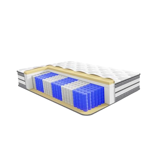 Colchón 90x200 cm con Certificación Oeko-Tex, Altura 25 cm Grosor Espuma Viscoelástica de Alta Densidad con Muelles Ensacados Individuales, Higiénico y Transpirable,7 Zonas Soporte Lumbar Ergonómico