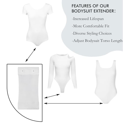 Image of Women's Bodysuit Extender with Snaps, Adds Length to Torso, Removable and Washable Crotch Extender